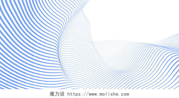 蓝色科技简约线条曲线波浪线纹理白色背景科技背景